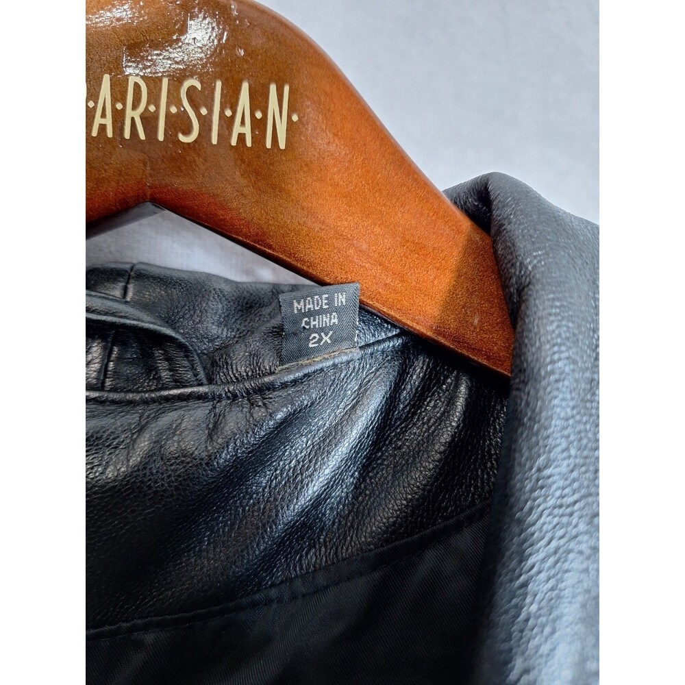 Tiboa Leather Jacket Womens 2X Black Genuine Leather Zip Collared Lined Pockets - Picture 7 of 9